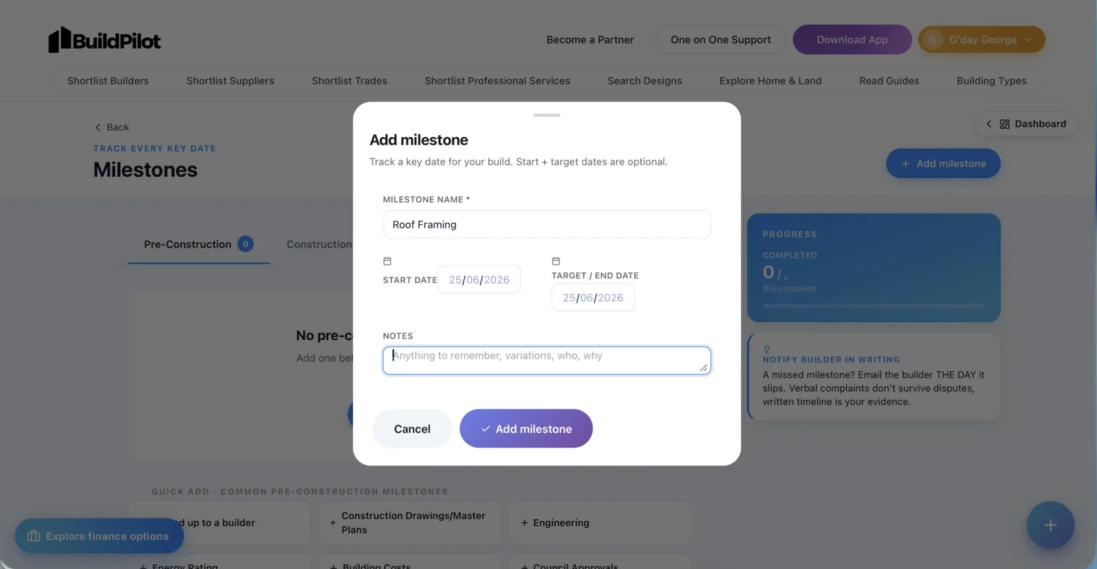 BuildPilot workspace Project Setup on desktop and iPhone