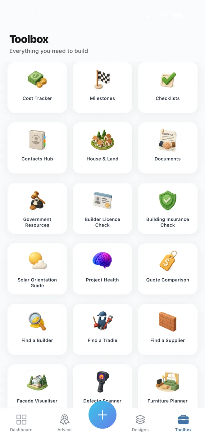 BuildPilot workspace Toolbox on desktop and iPhone mobile view